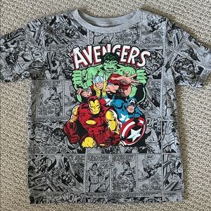 Marvel Avengers Grey Comic Book Graphic T-shirt Size 7